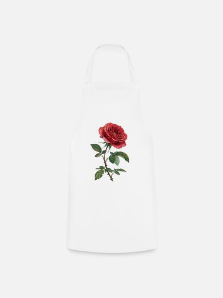 Crimson Rose Botanische Illustration - Kochschürze - Weiß