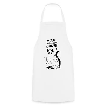 Miau äh ich meine Buuh! - Katze Gespenst Halloween - Kochschürze - Weiß - Vorne - AI Model Male 185 dark (185cm)