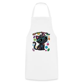Regenbogen-Astronomen-Katzen-Humor - Kochschürze - Weiß - Vorne - AI Model Male 185 dark (185cm)
