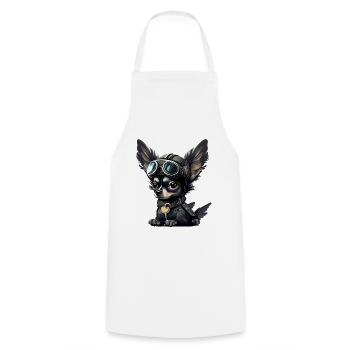 Chihuahua als Pilot Bunt Hund Fliegerbrille Pilot - Kochschürze - Weiß - Vorne - AI Model Male 185 dark (185cm)