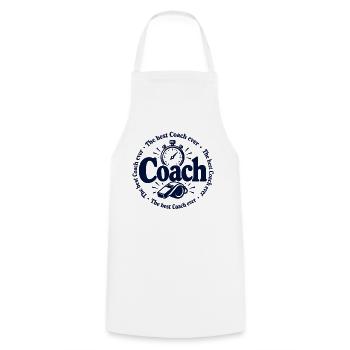 Coach - Trainer - Training - Sport - Gym - Sportle - Kochschürze - Weiß - Vorne - AI Model Male 185 dark (185cm)