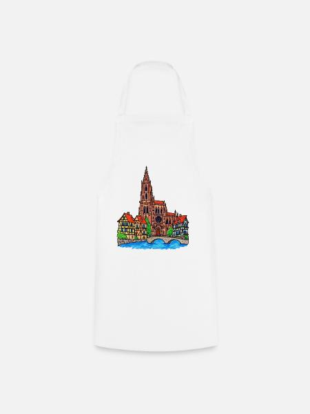 Straßburg Skyline im Wachsmalstil - Kochschürze - Weiß