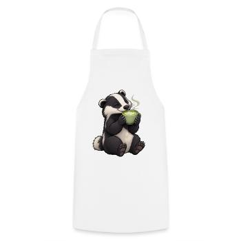 Dachs mit Matcha Latte - Kochschürze - Weiß - Vorne - AI Model Male 185 dark (185cm)