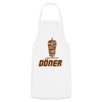 Döner Spieß Illustration - Kochschürze - Weiß - Vorne - AI Model Male 185 dark (185cm)