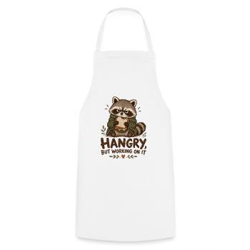 Hangry Waschbär mit Sandwich - Kochschürze - Weiß - Vorne - AI Model Male 185 dark (185cm)