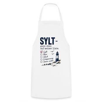 Sylt ganz oben auf meiner Liste - Kochschürze - Weiß - Vorne - AI Model Male 185 dark (185cm)