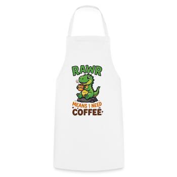 Rawr bedeutet, ich brauche Kaffee – Dino - Kochschürze - Weiß - Vorne - AI Model Male 185 dark (185cm)