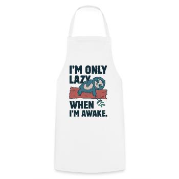 Ich bin nur faul, wenn ich wach bin - Kochschürze - Weiß - Vorne - AI Model Male 185 dark (185cm)
