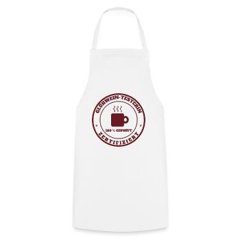 Glühwein-Testerin – zertifiziert - Kochschürze - Weiß - Vorne - AI Model Male 185 dark (185cm)