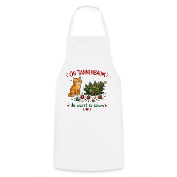 Oh Tannenbaum Katze Festlicher Charme - Kochschürze - Weiß - Vorne - AI Model Male 185 dark (185cm)