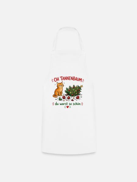 Oh Tannenbaum Katze Festlicher Charme - Kochschürze - Weiß