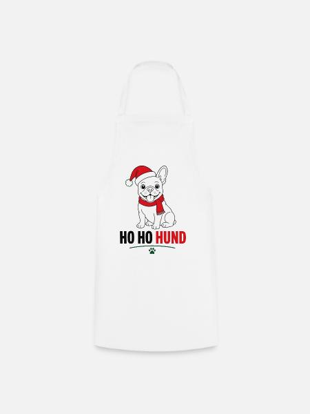 Weihnachts-Hund im Santa-Look - Kochschürze - Weiß