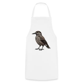 Dünnschnabelnussknacker – Vogelillustration - Kochschürze - Weiß - Vorne - AI Model Male 185 dark (185cm)