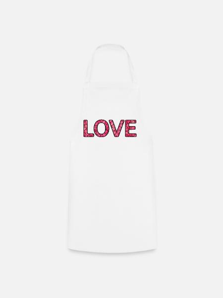 LOVE-Pink-30cm - Kochschürze - Weiß