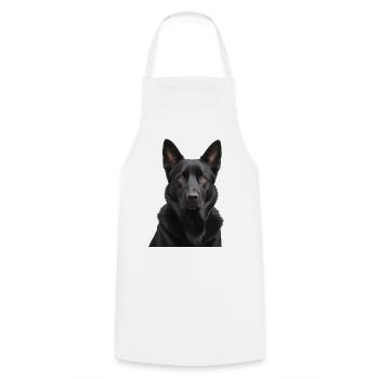 Schwarzer Schäferhund Portrait - Kochschürze - Weiß - Vorne - AI Model Male 185 dark (185cm)