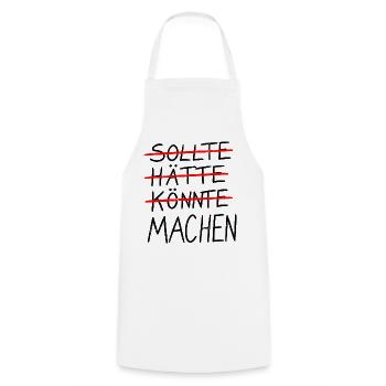 SOLLTE / HÄTTE / KÖNNTE / MACHEN - Kochschürze - Weiß - Vorne - AI Model Male 185 dark (185cm)