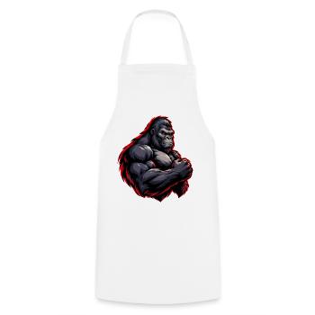 Kraftvoller Gorilla mit rotem Outline - Kochschürze - Weiß - Vorne - AI Model Male 185 dark (185cm)