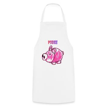 PIGGI Pink Pig im Cartoon-Stil - Kochschürze - Weiß - Vorne - AI Model Male 185 dark (185cm)