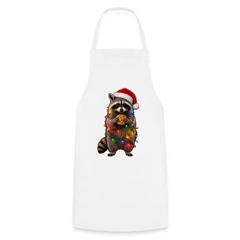 Süßer Weihnachtsmützen Waschbär mit Lichterkette - Kochschürze - Weiß - Vorne - AI Model Male 185 dark (185cm)