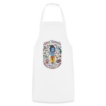 Cute Krishna Doodle – Hare Krishna Love & Joy  - Kochschürze - Weiß - Vorne - AI Model Male 185 dark (185cm)