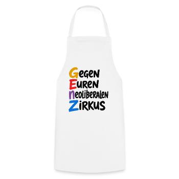 GenZ – Gegen Euren Neoliberalen Zirkus - Kochschürze - Weiß - Vorne - AI Model Male 185 dark (185cm)