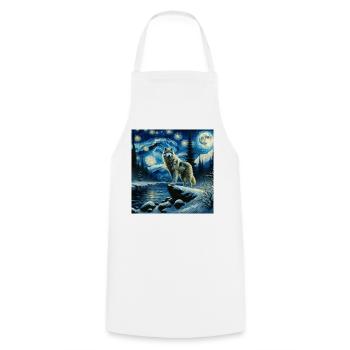 Grauwolf Starry Night - Kochschürze - Weiß - Vorne - AI Model Male 185 dark (185cm)