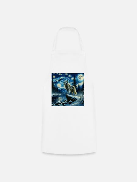 Grauwolf Starry Night - Kochschürze - Weiß