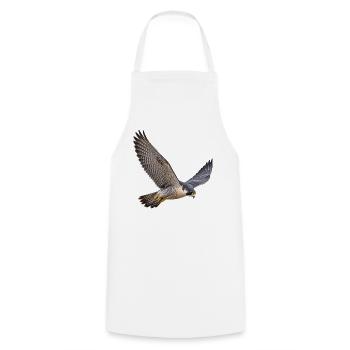 Wanderfalke im Flug – Falke mit gemusterter Brust - Kochschürze - Weiß - Vorne - AI Model Male 185 dark (185cm)