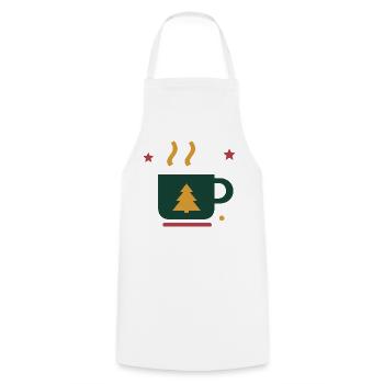 Winterkakao mit Tannenbaum – Adventsmotiv - Kochschürze - Weiß - Vorne - AI Model Male 185 dark (185cm)