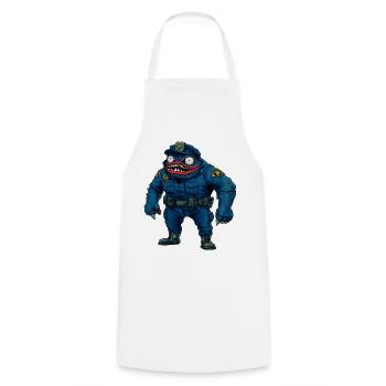 Monster Polizei / Halloween Cop - Kochschürze - Weiß - Vorne - AI Model Male 185 dark (185cm)
