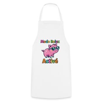 Entspannter Modus Active Funky Pig - Kochschürze - Weiß - Vorne - AI Model Male 185 dark (185cm)