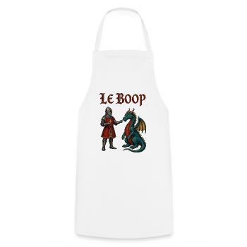 Le Boop – Ritter boopt Drachen | Mittelalter Meme - Kochschürze - Weiß - Vorne - AI Model Male 185 dark (185cm)