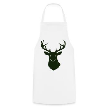 Waldhirsch Silhouette - Kochschürze - Weiß - Vorne - AI Model Male 185 dark (185cm)