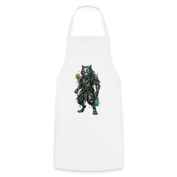 Cyber Wolf Mech Samurai Krieger - Kochschürze - Weiß - Vorne - AI Model Male 185 dark (185cm)