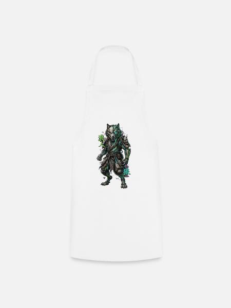 Cyber Wolf Mech Samurai Krieger - Kochschürze - Weiß