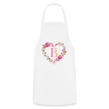 B Monogramm Blumen Herz personalisierbar - Kochschürze - Weiß - Vorne - AI Model Male 185 dark (185cm)