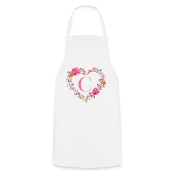 C Monogramm Blumen Herz personalisierbar - Kochschürze - Weiß - Vorne - AI Model Male 185 dark (185cm)