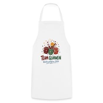 Team Glühwein – Weihnachtsfeier 2026 Gruppenshirt - Kochschürze - Weiß - Vorne - AI Model Male 185 dark (185cm)