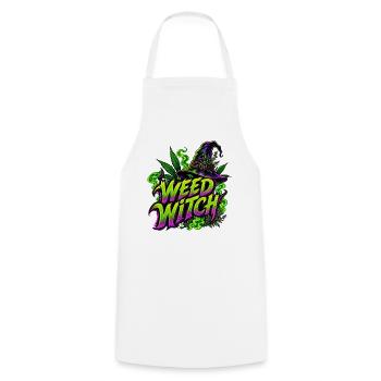 Hexenwerk & Hanfgrün: Weed Witch - Kochschürze - Weiß - Vorne - AI Model Male 185 dark (185cm)