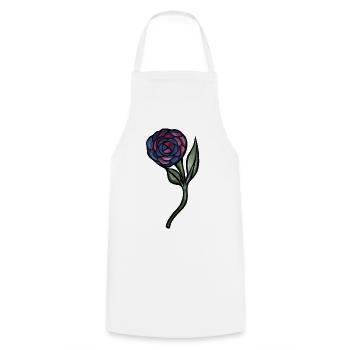 Blaues Rosen-Aquarell auf Schwarz - Kochschürze - Weiß - Vorne - AI Model Male 185 dark (185cm)