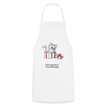Weihnachtskätzchen inspiziert eine Geschenkbox - Kochschürze - Weiß - Vorne - AI Model Male 185 dark (185cm)