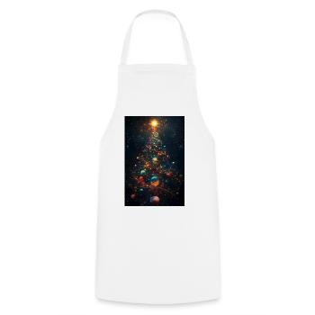 Kosmischer Weihnachtsbaum mit Planetenschmuck - Kochschürze - Weiß - Vorne - AI Model Male 185 dark (185cm)