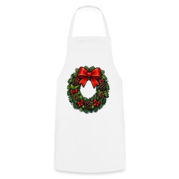 Weihnachtskranz mit roter Schleife - Kochschürze - Weiß - Vorne - AI Model Male 185 dark (185cm)