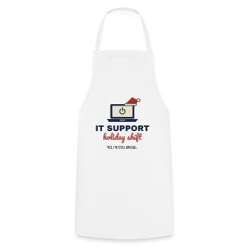 IT Support Holiday Shift – Admin an Weihnachten - Kochschürze - Weiß - Vorne - AI Model Male 185 dark (185cm)