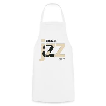 Talk Less Jazz More – Jazz Musik Design - Kochschürze - Weiß - Vorne - AI Model Male 185 dark (185cm)