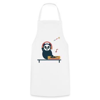 Panda am Plattenspieler – gemütliche Vinylpause - Kochschürze - Weiß - Vorne - AI Model Male 185 dark (185cm)