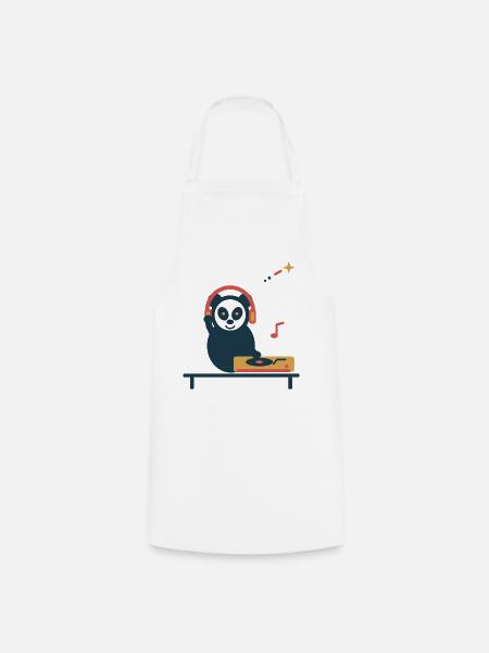 Panda am Plattenspieler – gemütliche Vinylpause - Kochschürze - Weiß