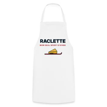 Raclette, meine einzige Wintersportart – Humor - Kochschürze - Weiß - Vorne - AI Model Male 185 dark (185cm)