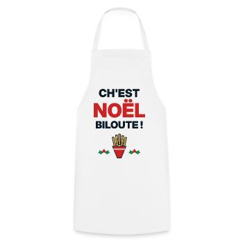 Ch'est Noël biloute – Humor ch'ti Nord - Kochschürze - Weiß - Vorne - AI Model Male 185 dark (185cm)