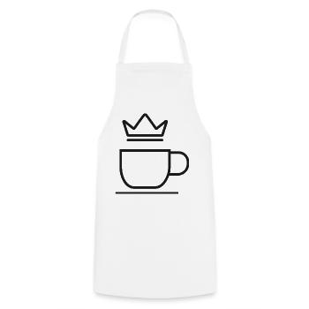 Kaffeetasse mit Krone – Minimalistisches Design - Kochschürze - Weiß - Vorne - AI Model Male 185 dark (185cm)